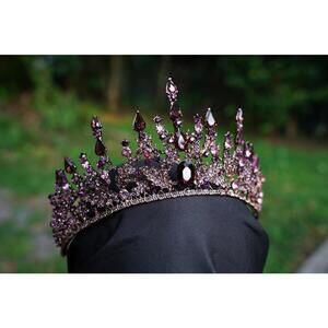 Vintage Purple Burgundy Tiara Bridal Gothic Crown Birthday Wedding Gift Diadem